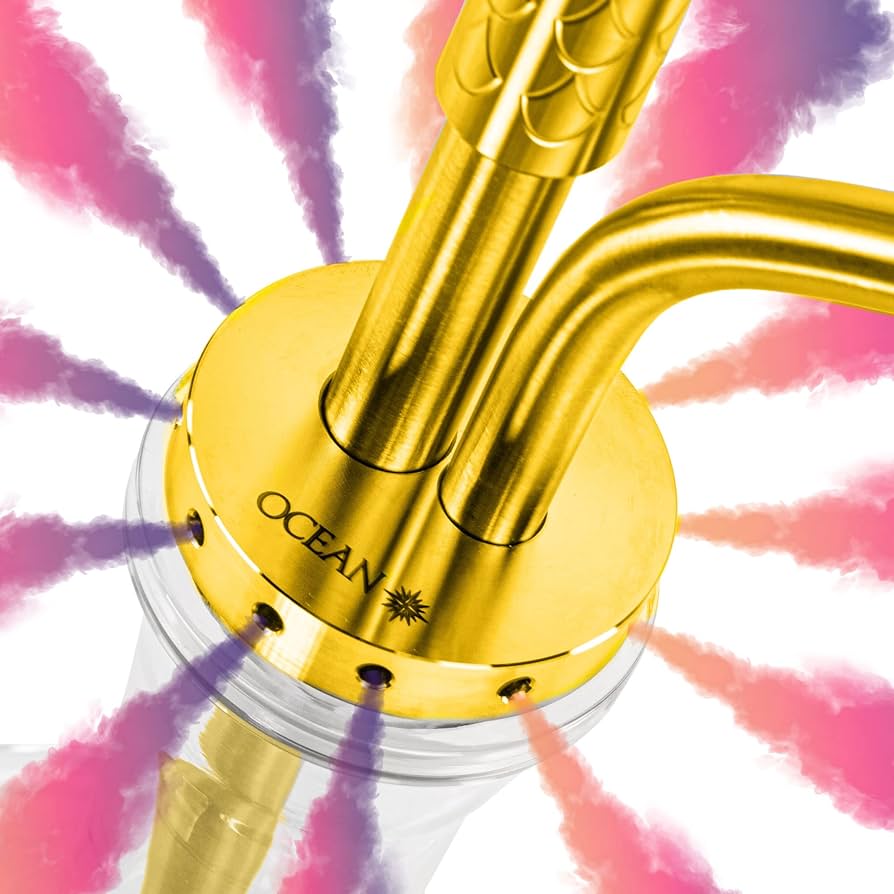 Ocean Hookah – CANE “S” – Gold / White Blizzard (Pre-Order)