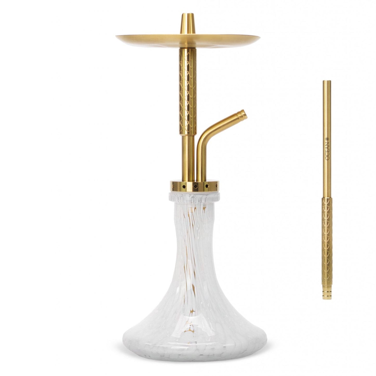 Ocean Hookah – CANE “S” – Gold / White Blizzard (Pre-Order)